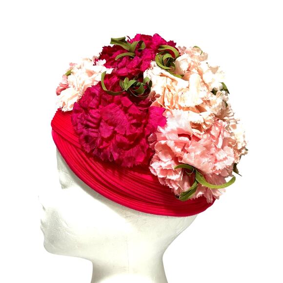 Vintage Best & Co Fifth Ave New York Pink & White silk flowers pillbox Hat main image 5